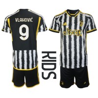 Juventus Dusan Vlahovic #9 Fußballbekleidung Heimtrikot Kinder 2023-24 Kurzarm (+ kurze hosen)